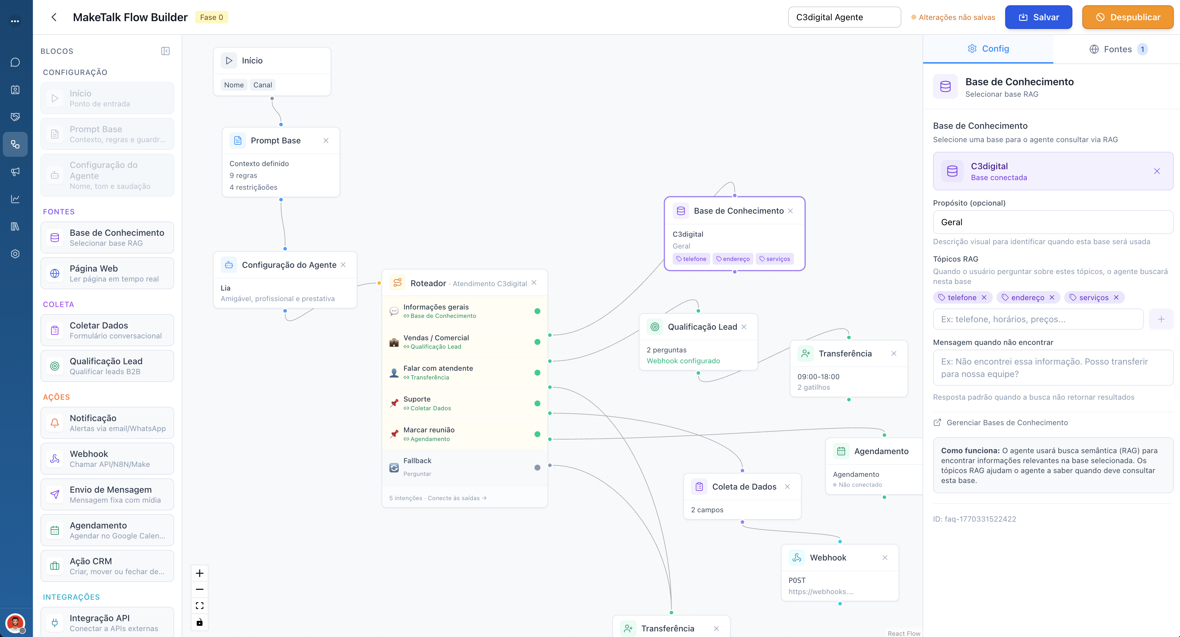 Flow Builder — editor visual de agentes